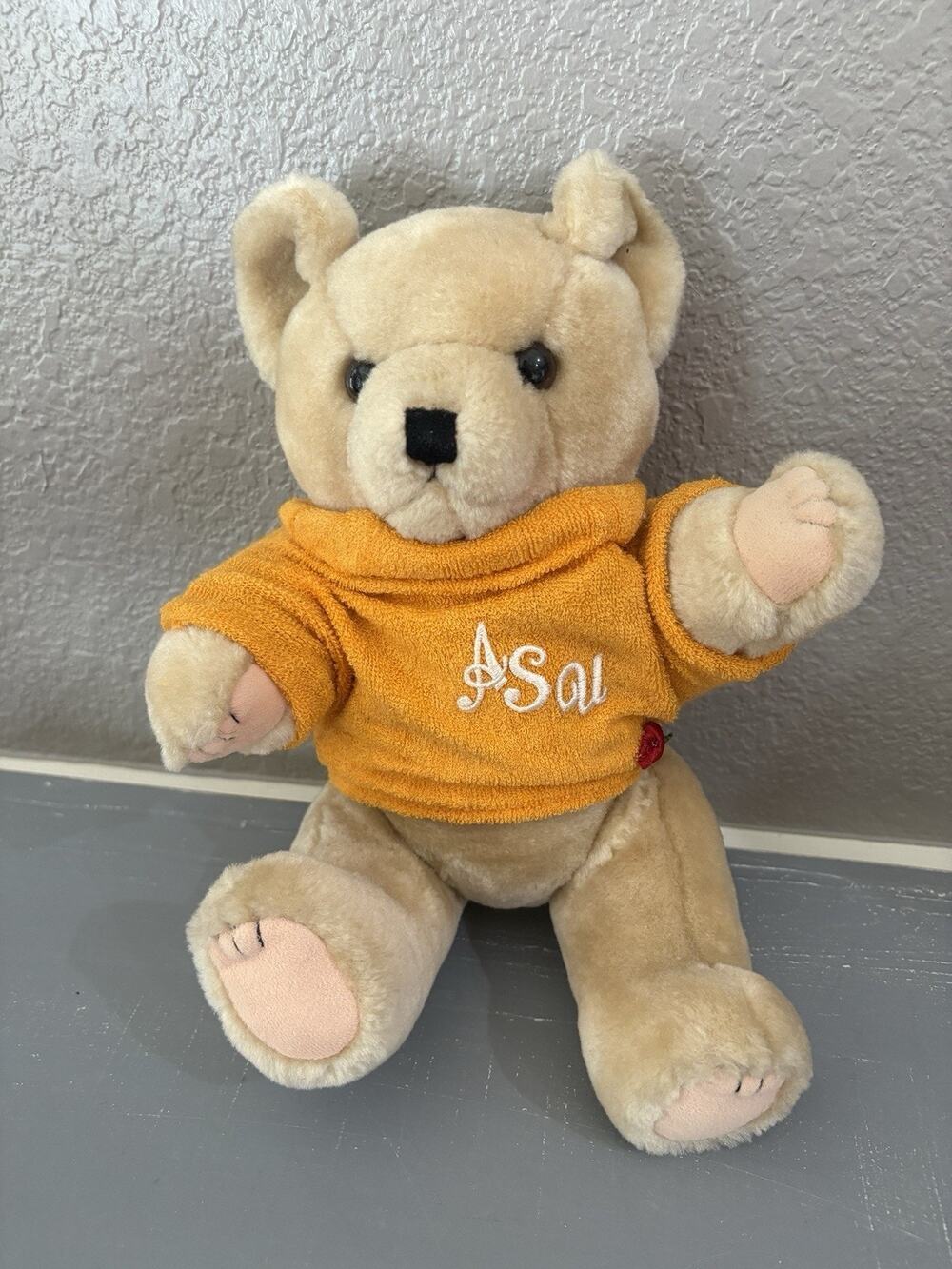 Vintage ASU Teddy Bear Jointed Plush Arizona State University Gold Sweatshirt